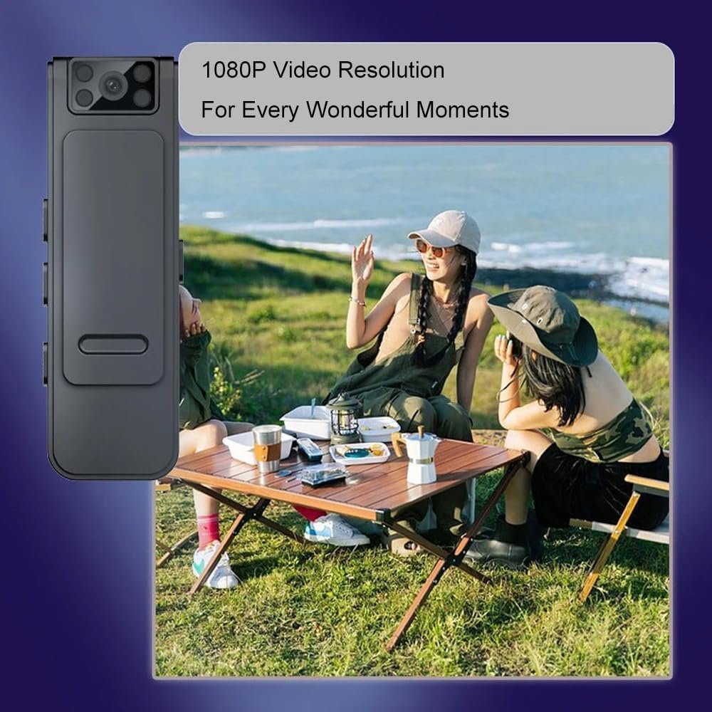 Mini Body Camera with Audio and Video Recording Wearable Pocket Camera with Phone App Small Spy Camera Hidden Cam Video Recorder with Night Vision, no WiFi Needed