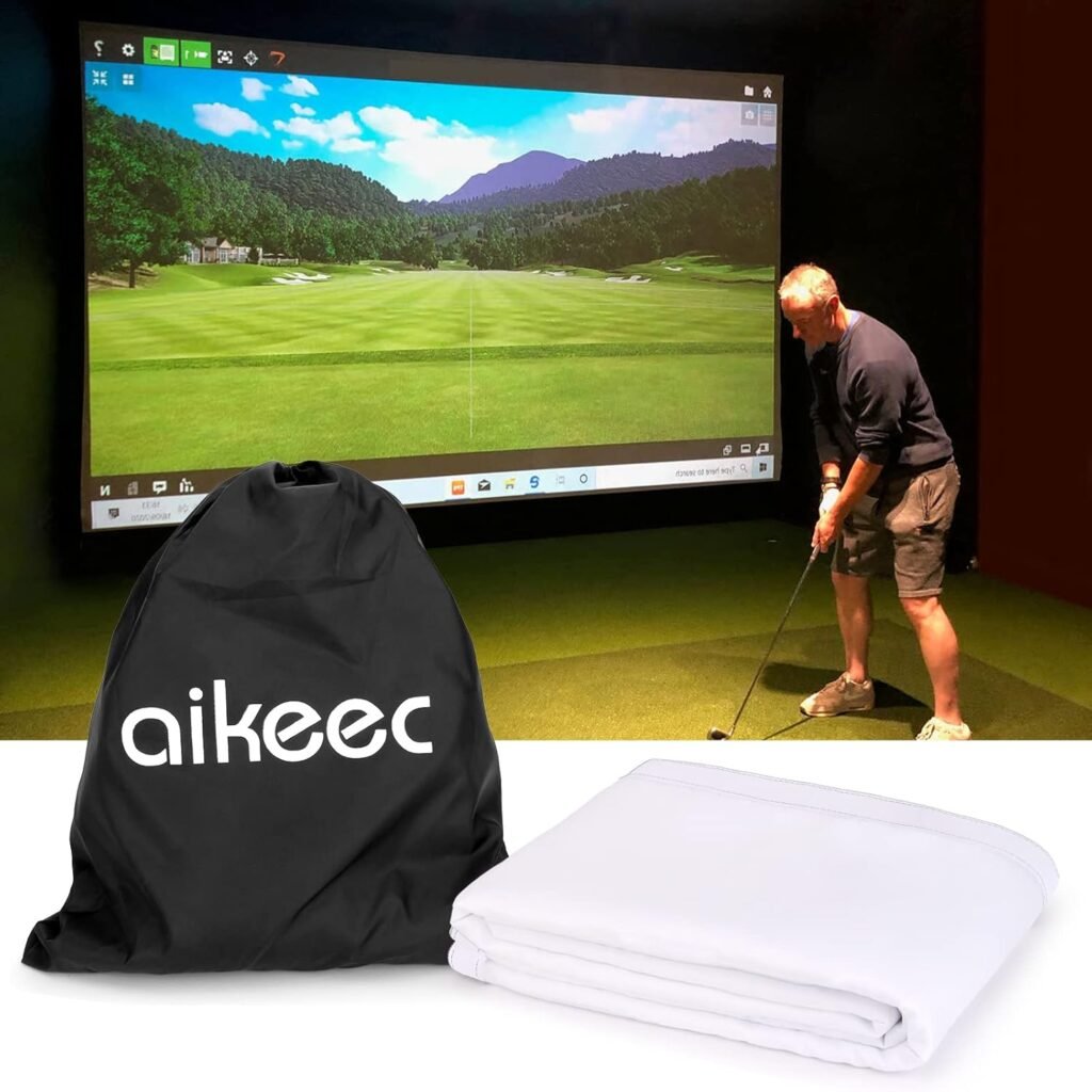 aikeec Golf Simulator Impact Screen: 7mm Thickened Golf Impact Screen for Indoor/Home/Garage Training - Ultra Clear 10ft Impact Screen with 32 pcs Grommets Holes, 5 Size Options aikeec Golf Simulator Impact Screen: 7mm Thickened Golf Impact Screen for Indoor/Home/Garage Training - Ultra Clear 10ft Impact Screen with 32 pcs Grommets Holes, 5 Size Options