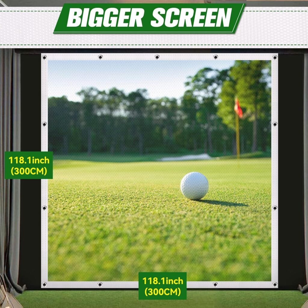 aikeec Golf Simulator Impact Screen: 7mm Thickened Golf Impact Screen for Indoor/Home/Garage Training - Ultra Clear 10ft Impact Screen with 32 pcs Grommets Holes, 5 Size Options aikeec Golf Simulator Impact Screen: 7mm Thickened Golf Impact Screen for Indoor/Home/Garage Training - Ultra Clear 10ft Impact Screen with 32 pcs Grommets Holes, 5 Size Options
