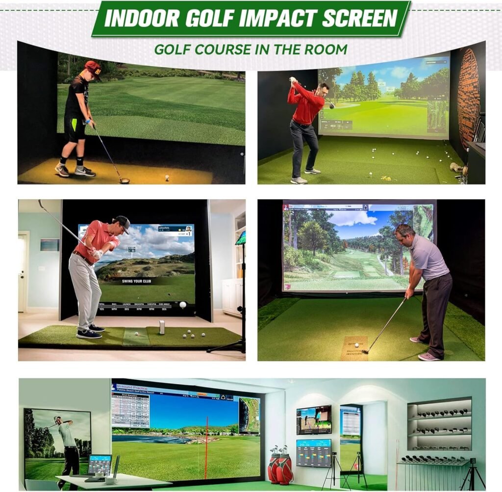 aikeec Golf Simulator Impact Screen: 7mm Thickened Golf Impact Screen for Indoor/Home/Garage Training - Ultra Clear 10ft Impact Screen with 32 pcs Grommets Holes, 5 Size Options aikeec Golf Simulator Impact Screen: 7mm Thickened Golf Impact Screen for Indoor/Home/Garage Training - Ultra Clear 10ft Impact Screen with 32 pcs Grommets Holes, 5 Size Options