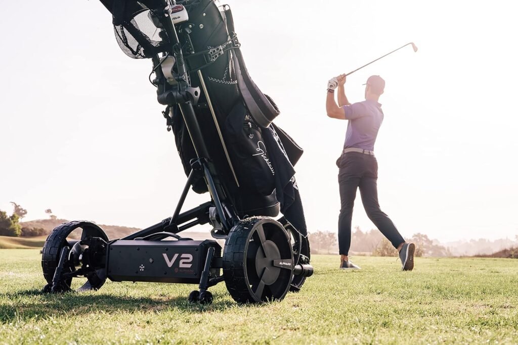 Alphard Club Booster V2 E-Wheels – Convert Your Push Cart into a Motorized, Electric Remote-Controlled Golf Caddie Alphard Club Booster V2 E-Wheels – Convert Your Push Cart into a Motorized, Electric Remote-Controlled Golf Caddie