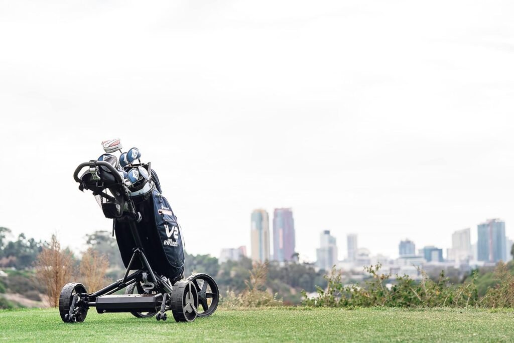 Alphard Club Booster V2 E-Wheels – Convert Your Push Cart into a Motorized, Electric Remote-Controlled Golf Caddie Alphard Club Booster V2 E-Wheels – Convert Your Push Cart into a Motorized, Electric Remote-Controlled Golf Caddie