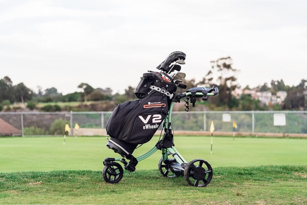 Alphard Club Booster V2 E-Wheels – Convert Your Push Cart into a Motorized, Electric Remote-Controlled Golf Caddie Alphard Club Booster V2 E-Wheels – Convert Your Push Cart into a Motorized, Electric Remote-Controlled Golf Caddie