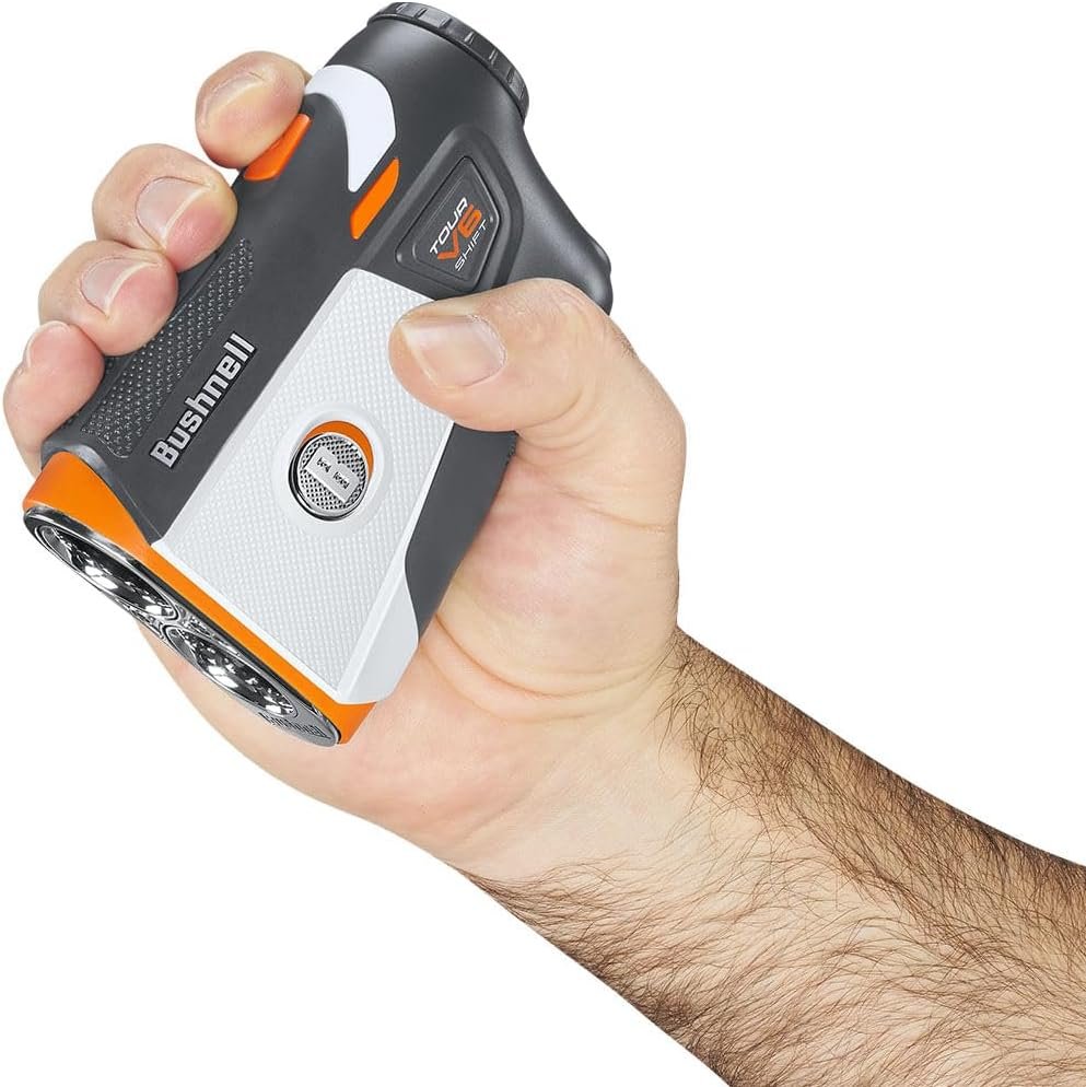 Bushnell Tour V6 Shift Golf Rangefinder with Slope Switch, Visual Jolt Flag Locking, Magnetic Mount, 1300 Yard Range 6X Magnification Bushnell Tour V6 Shift Golf Rangefinder with Slope Switch, Visual Jolt Flag Locking, Magnetic Mount, 1300 Yard Range 6X Magnification