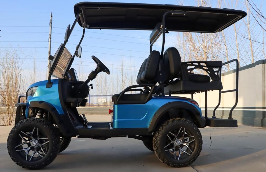 Expo Groups 4 Passenger Electric Carts 72V 100ah Lithium Battery, Carbon Fiber Steering, High-end headrest Seats,Black 14Tyres, 90 Mile Driving Range, LED Lights, Backup Cam, S3 Expo Groups 4 Passenger Electric Carts 72V 100ah Lithium Battery, Carbon Fiber Steering, High-end headrest Seats,Black 14Tyres, 90 Mile Driving Range, LED Lights, Backup Cam, S3