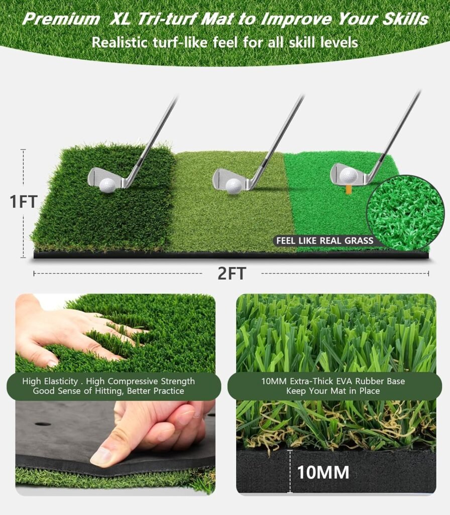 Golf Net, 10x7ft Golf Practice Net with Tri-Turf Golf Mat, All in 1 Home Golf Hitting Aid Nets for Backyard Driving Chipping Swing Training with Target/Mat/Balls/Tee/Bag - Gift for Men/Golf Lovers Golf Net, 10x7ft Golf Practice Net with Tri-Turf Golf Mat, All in 1 Home Golf Hitting Aid Nets for Backyard Driving Chipping Swing Training with Target/Mat/Balls/Tee/Bag - Gift for Men/Golf Lovers