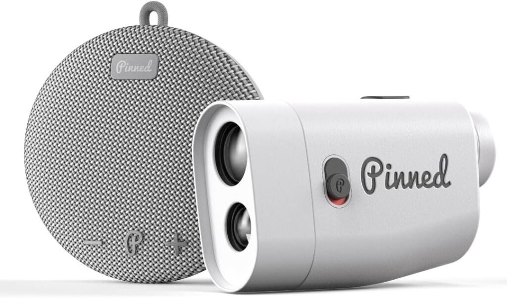Pinned Prism+ Slope Golf Rangefinder and Dart 2.0 Speaker | Rechargeable Pinned Locked Vibration Laser Range Finder Golf |Golf Gift Idea | Golf Accessories for Men